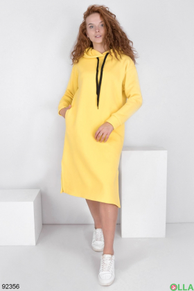 Жіноча жовта сукня-худі на флісі
