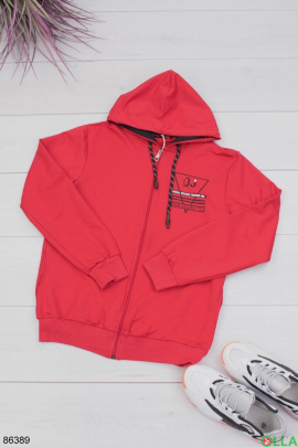 Men's red zip-up hoodie