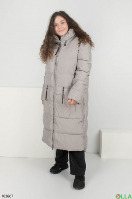 Женская серебристая зимняя куртка