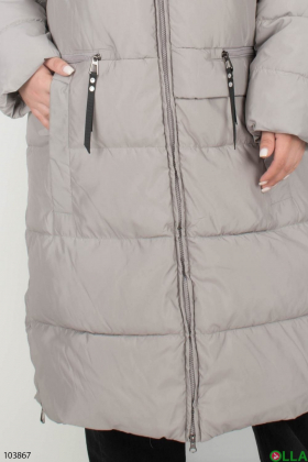 Женская серебристая зимняя куртка