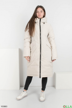 Женская светло-бежевая зимняя куртка