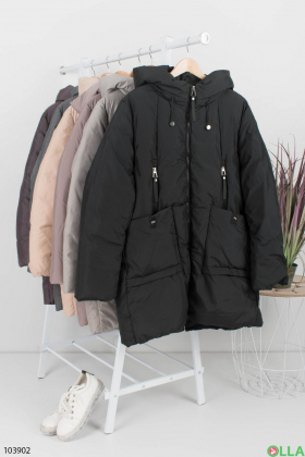 Женская черная зимняя куртка