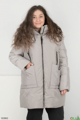 Женская серая зимняя куртка