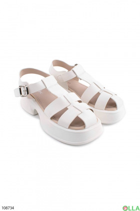 Women's white platform sandals