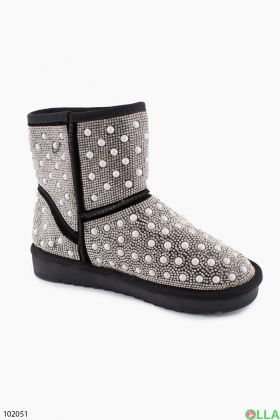 Women's black and white ugg boots with rhinestones