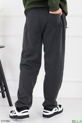 Чоловічі темно-сірі спортивні брюки батал на флісі