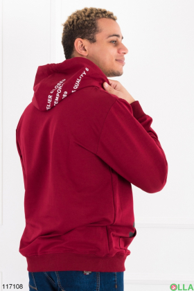 Men's burgundy hoodie with inscription