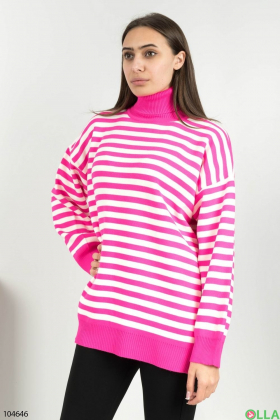 Жіночий рожево-білий светр