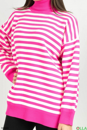 Женский розово-белый свитер
