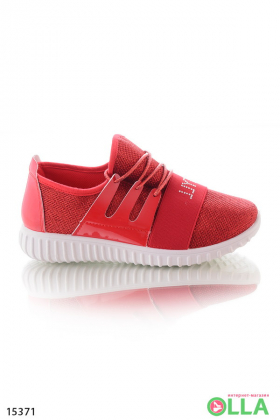 Red lace-up sneakers