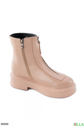 Women's beige boots with tractor soles