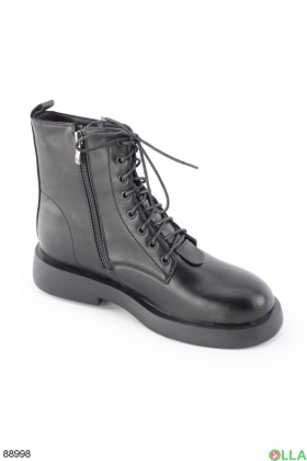 Women's black lace-up boots