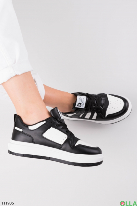 Жіночі чорно-білі кросівки з еко-шкіри