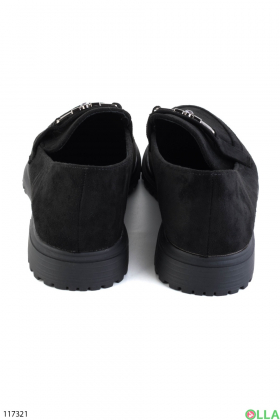 Женские черные туфли из эко-замши