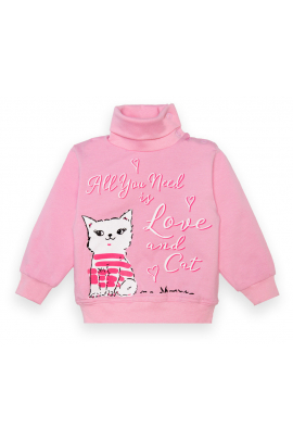 Детский свитер для девочки SV-22-2-1 "Cat" на рост (13317) Розовый