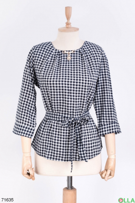 Women's two-tone plaid blouse