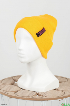 Женская зимняя желтая шапка