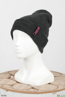 Жіноча зимова темно-сіра шапка