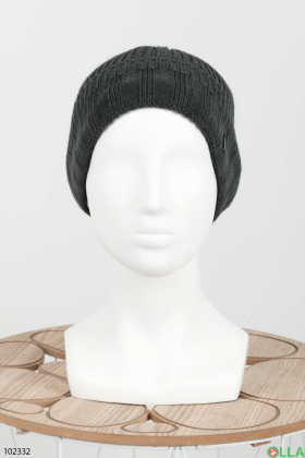Женская зимняя темно-серая шапка