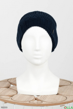Женская зимняя темно-синяя шапка