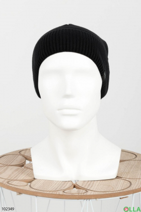 Мужская зимняя черно-серая шапка