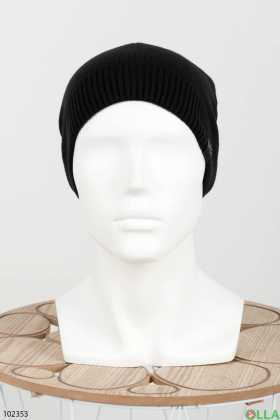 Мужская зимняя черно-серая шапка