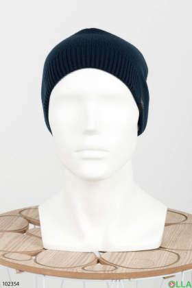 Чоловіча зимова синьо-сіра шапка