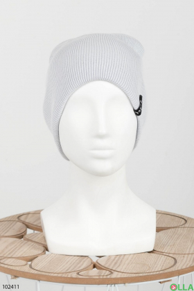 Женская зимняя светло-серая шапка
