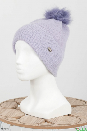 Жіноча зимова лилова шапка