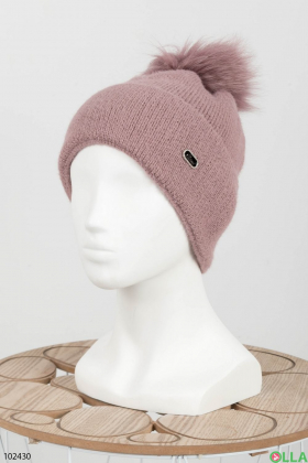 Женская зимняя фиолетовая шапка