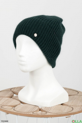 Женская зимняя зеленая шапка