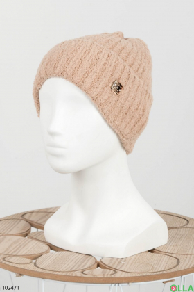 Жіноча зимова коричнева шапка