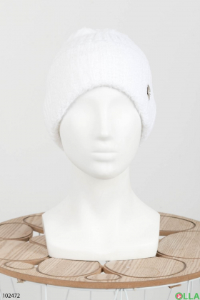 Жіноча зимова біла шапка