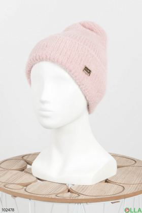Women's winter light pink hat
