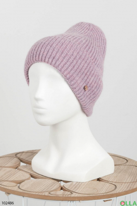 Женская зимняя лиловая шапка