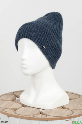 Женская зимняя темно-синяя шапка