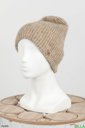 Женская зимняя коричневая шапка