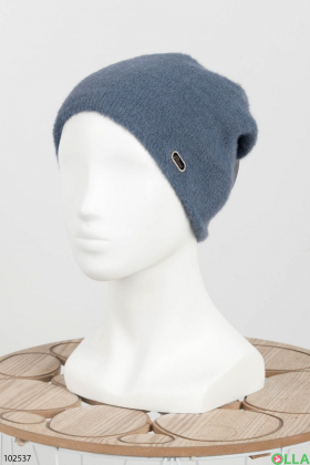 Жіноча зимова синя шапка