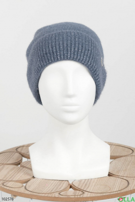 Жіноча зимова темно-синя шапка