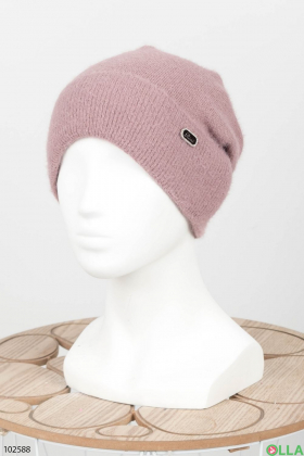 Жіноча зимова фіолетова шапка