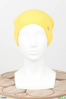 Жіноча зимова жовта шапка
