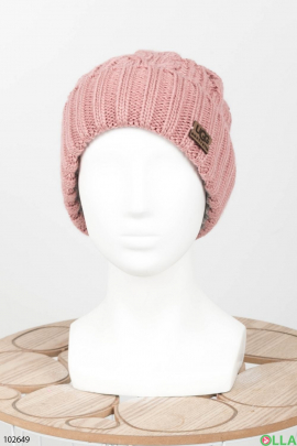 Жіноча зимова рожева шапка