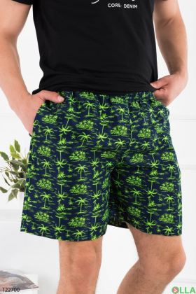 Men's black and green printed beach shorts