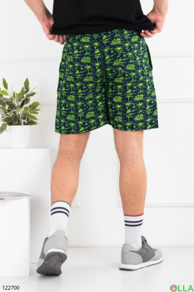 Men's black and green printed beach shorts