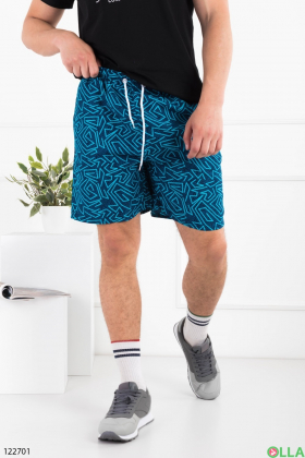 Men's blue printed beach shorts