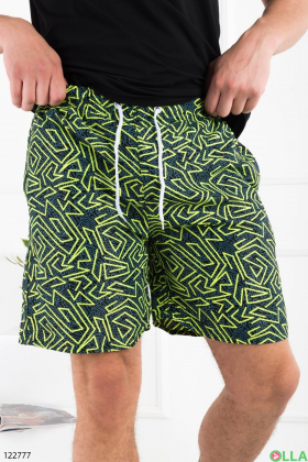 Чоловічі чорно-зелені пляжні шорти в принт
