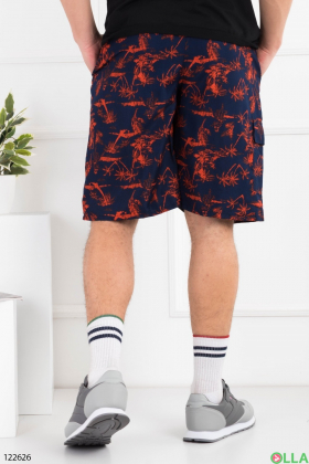 Men's blue and orange printed beach shorts