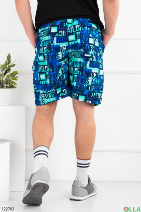 Men's blue-green printed beach shorts