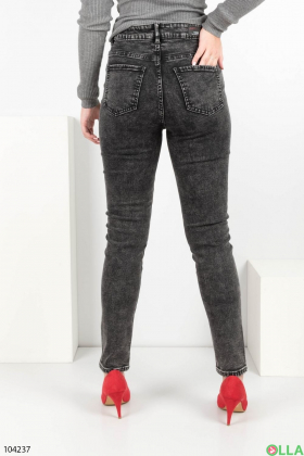 Women's dark gray skinny jeans with fleece