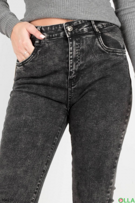 Women's dark gray skinny jeans with fleece